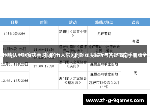 围绕法甲联赛决赛时间的五大常见问题深度解析与答疑指南手册版全